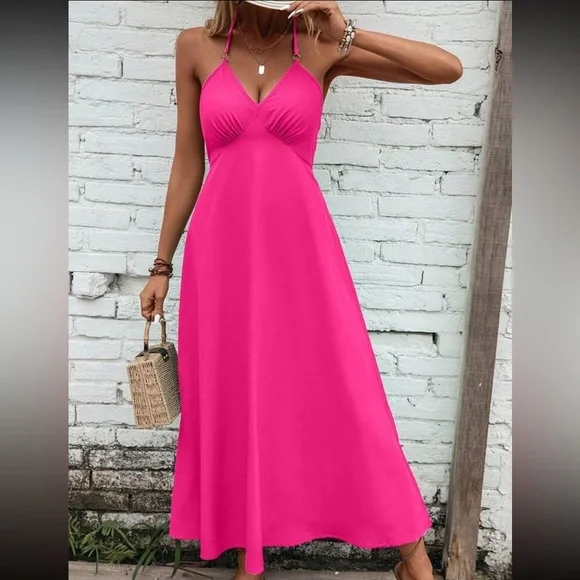 Boho tie back halter maxi dress - Picture 12 of 15